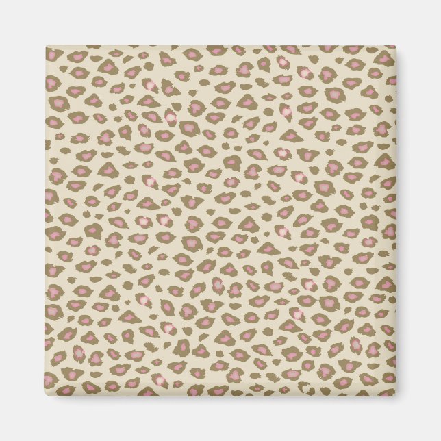 Cream Pink Leopard Print Magnet (Front)