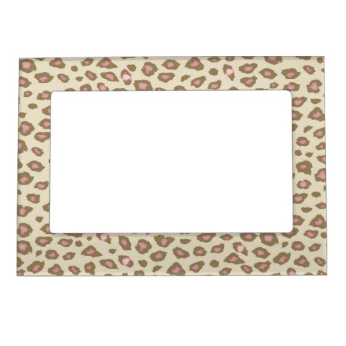 Cream Pink Leopard Print Magnetic Picture Frame