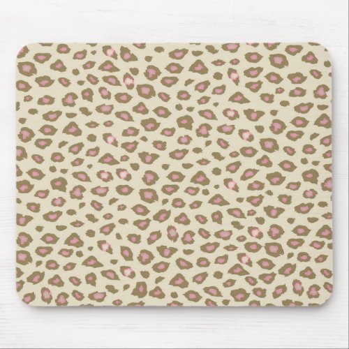 Cream Pink Leopard Print Mouse Pad
