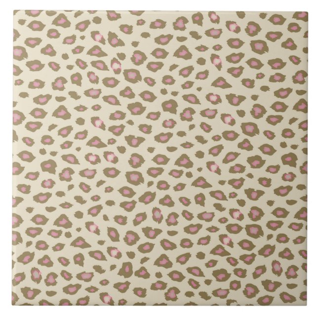 Cream Pink Leopard Print Tile (Front)