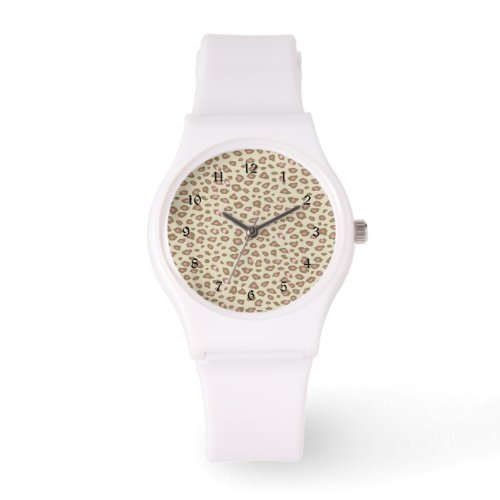 Cream Pink Leopard Print Watch