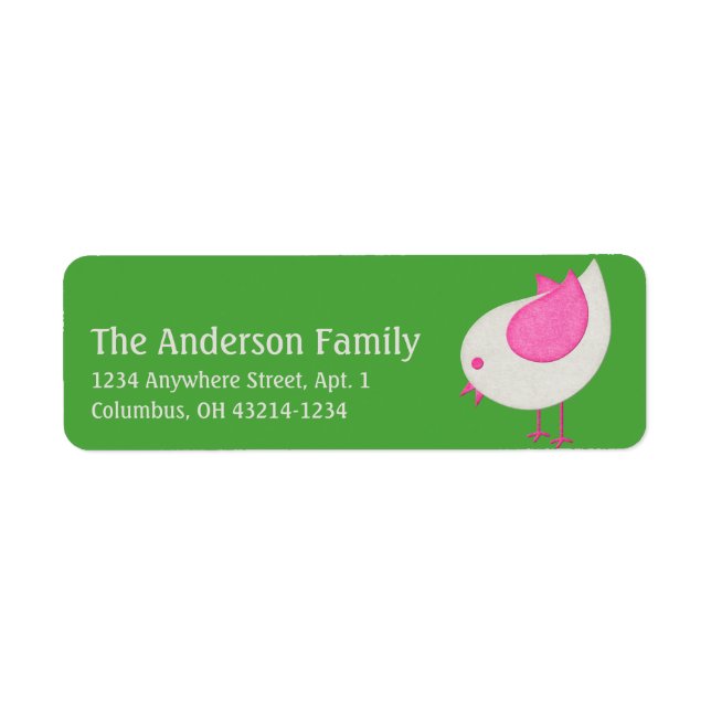 Cream & Pink Little Birdie 4 Chic Address Labels (Front)