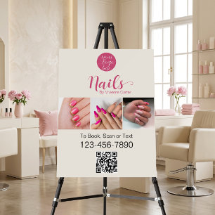 Cream Pink Logo QR Code Photo Nail Salon Foam Board