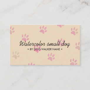 Cream pink paws dogs simple groomer pet sitter business card