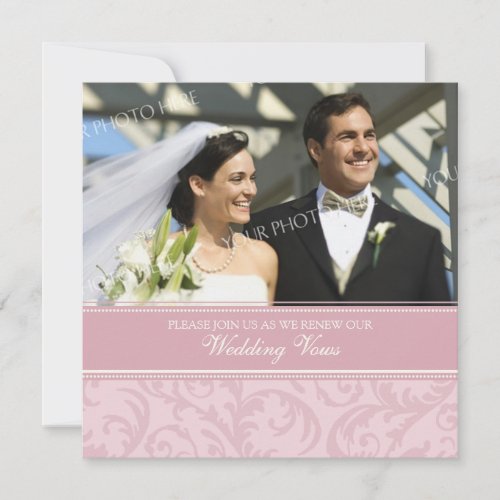 Cream Pink Photo Wedding Vow Renewal Invitations
