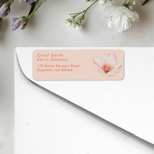 Cream pink with orange text return address  label (Creator Uploaded)