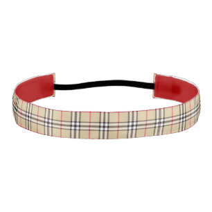 Cream Plaid Athletic Headband