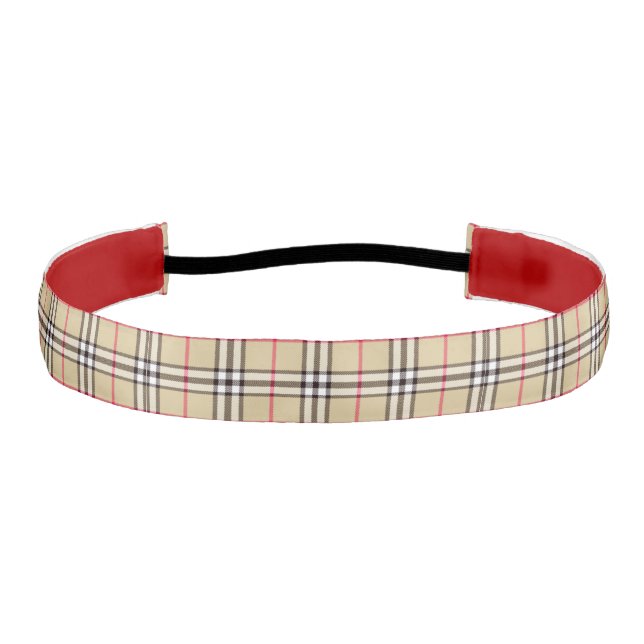 Cream Plaid Athletic Headband (Front)