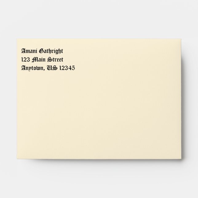 Cream Plain Simple A6 4x6 Return Address Envelopes (Front)