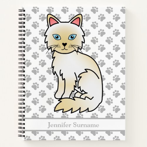 Cream Point Birman  Ragdoll Cat  Custom Text Notebook
