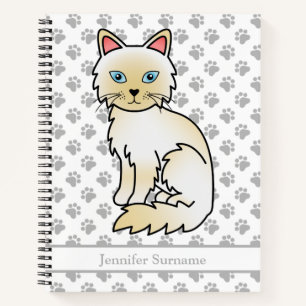 Cream Point Birman / Ragdoll Cat & Custom Text Notebook