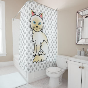 Cream Point Birman / Ragdoll Cat & Paws Shower Curtain