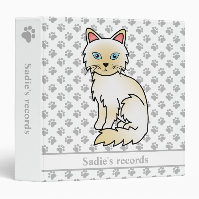 Cream Point Birman/Ragdoll Cat & Pet Records Text 3 Ring Binder (Front/Spine)