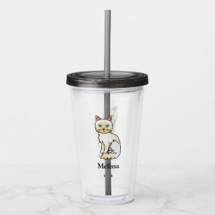 Cream Point Birman / Ragdoll Cat With Custom Name Acrylic Tumbler