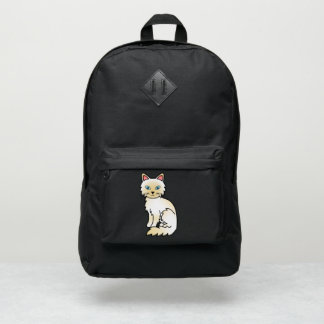 Cream Point Birman Ragdoll Cute Cartoon Cat Port Authority® Backpack