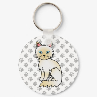Cream Point Birman / Ragdoll Cute Cat Illustration Keychain