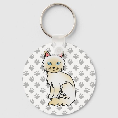 Cream Point Birman  Ragdoll Cute Cat Illustration Keychain