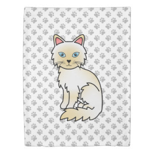 Cream Point Birman / Ragdoll Cute Cat & Paws Duvet Cover
