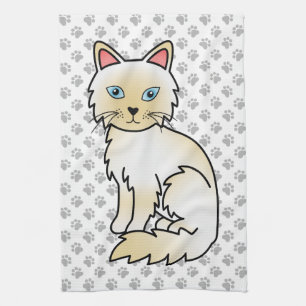 Cream Point Birman / Ragdoll Cute Cat & Paws Kitchen Towel