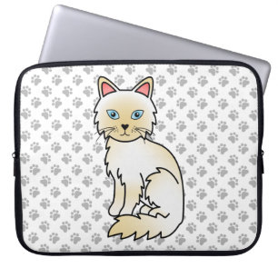 Cream Point Birman / Ragdoll Cute Cat & Paws Laptop Sleeve
