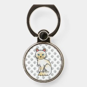 Cream Point Birman / Ragdoll Cute Cat & Paws Phone Ring Stand