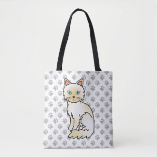 Cream Point Birman / Ragdoll Cute Cat &amp; Paws Tote Bag