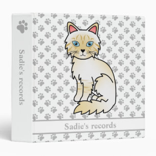 Cream Point Tabby Birman Cat & Pet Records Text 3 Ring Binder
