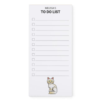 Cream Point Tabby Birman Cat To Do List &amp; Name Magnetic Notepad