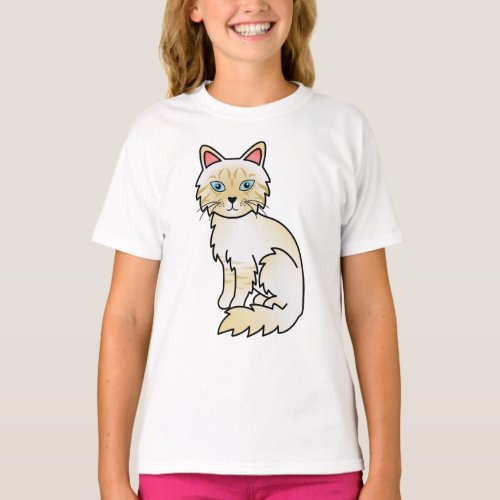 Cream Point Tabby Birman  Ragdoll Cartoon Cat T_Shirt