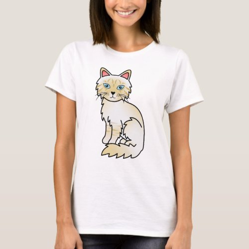 Cream Point Tabby Birman  Ragdoll Cartoon Cat T_Shirt