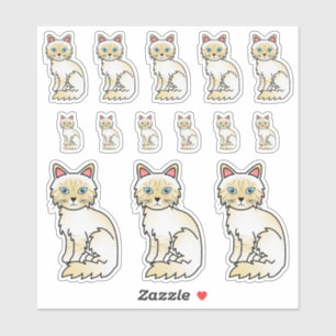 Cream Point Tabby Birman / Ragdoll Cartoon Cats Sticker