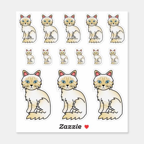 Cream Point Tabby Birman  Ragdoll Cartoon Cats Sticker