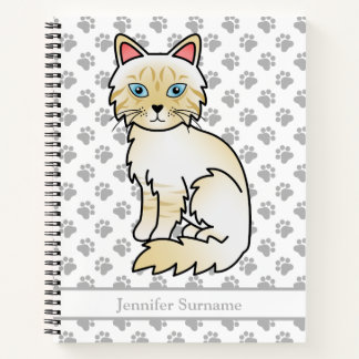Cream Point Tabby Birman/Ragdoll Cat &amp; Custom Text Notebook