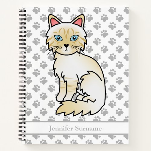 Cream Point Tabby BirmanRagdoll Cat  Custom Text Notebook