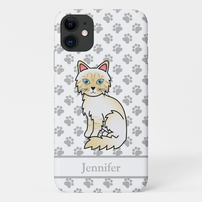Cream Point Tabby Birman / Ragdoll Cat & Name Case-Mate iPhone Case (Back)
