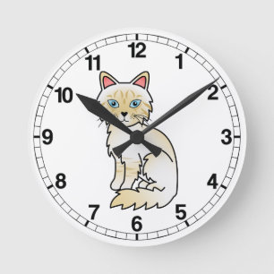 Cream Point Tabby Birman / Ragdoll Cat Round Clock