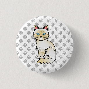 Cream Point Tabby Birman / Ragdoll Cute Cat & Paws Button