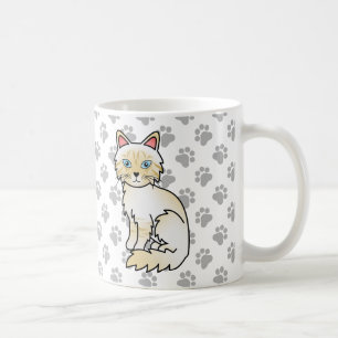 Cream Point Tabby Birman / Ragdoll Cute Cat & Paws Coffee Mug