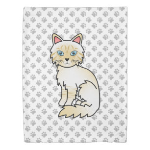 Cream Point Tabby Birman / Ragdoll Cute Cat & Paws Duvet Cover