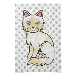 Cream Point Tabby Birman / Ragdoll Cute Cat &amp; Paws Kitchen Towel