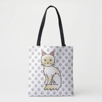 Cream Point Tabby Birman / Ragdoll Cute Cat &amp; Paws Tote Bag