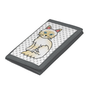 Cream Point Tabby Birman / Ragdoll Cute Cat & Paws Tri-fold Wallet