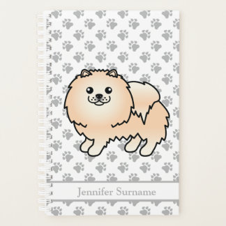 Cream Pomeranian Cute Cartoon Dog &amp; Custom Text Planner