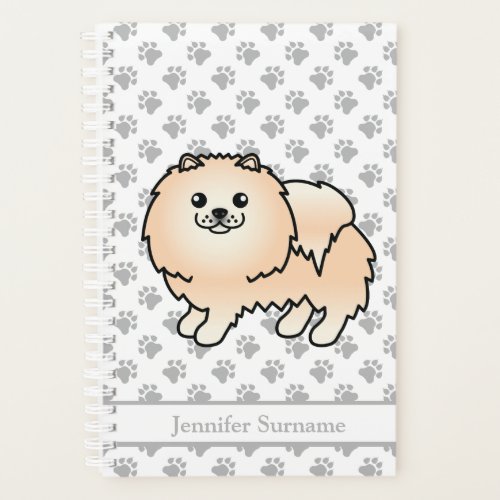 Cream Pomeranian Cute Cartoon Dog  Custom Text Planner