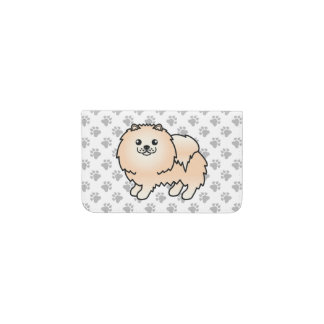 Cream Pomeranian Cute Cartoon Dog &amp; Paws Card Holder