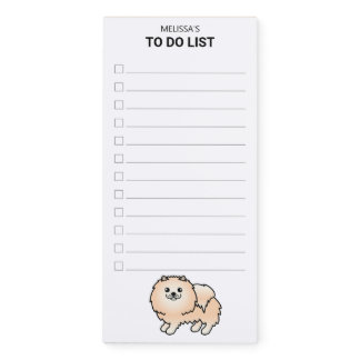 Cream Pomeranian Cute Cartoon Dog To Do List Magnetic Notepad