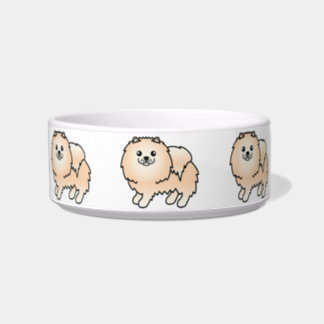 Cream Pomeranian Cute Cartoon Dogs Bowl