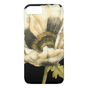 Cream Poppy Flower on Black Background iPhone 8/7 Case