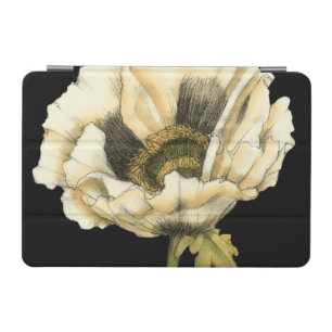Cream Poppy Flower on Black Background iPad Mini Cover