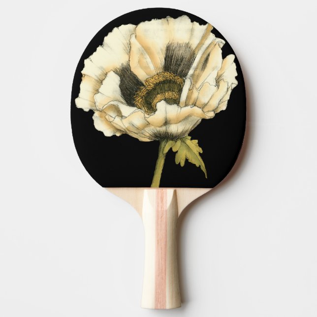 Cream Poppy Flower on Black Background Ping-Pong Paddle (Front)